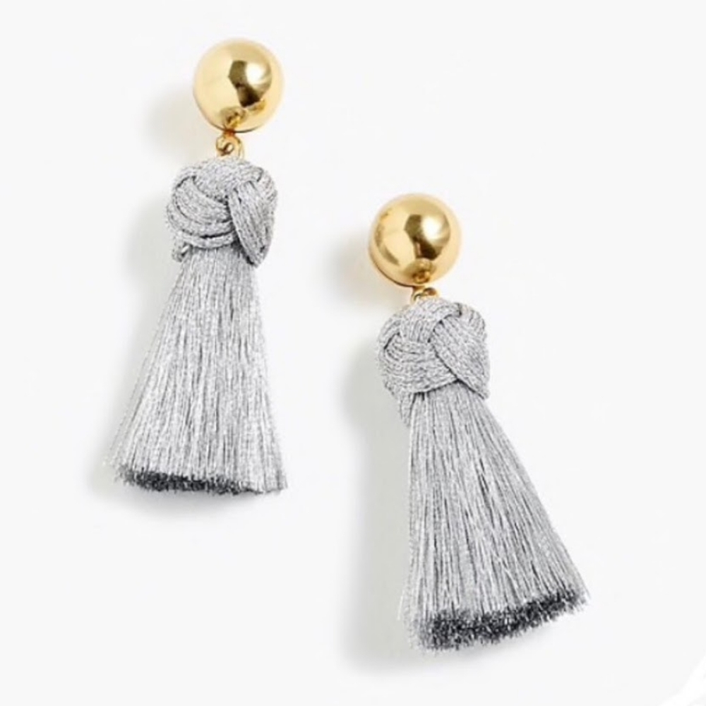 J. Crew Gold Stud Earrings with Silver Tassels